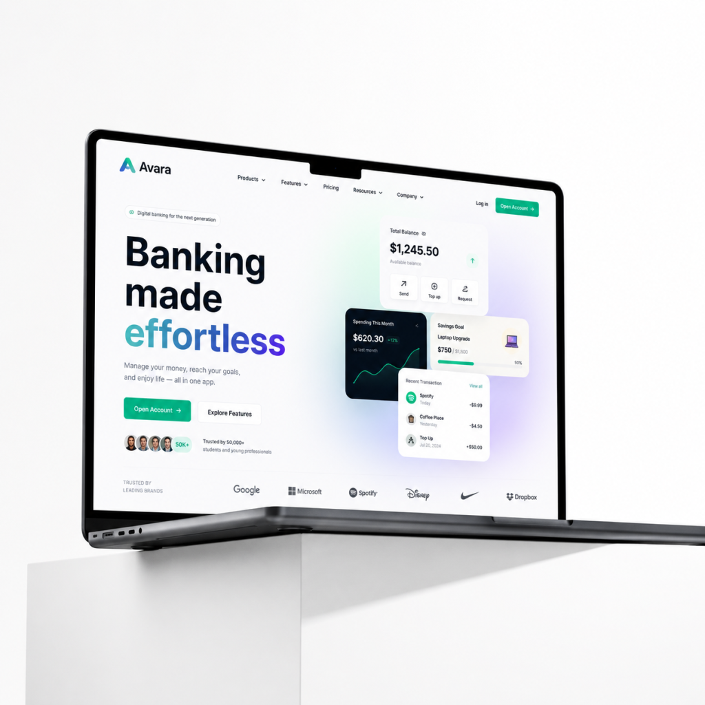 Avara – Digital Bankig Landing Page